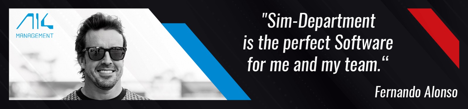 Fernando Alonso über Sim-Department: „Sim-Department is the perfect software for me and my team.“