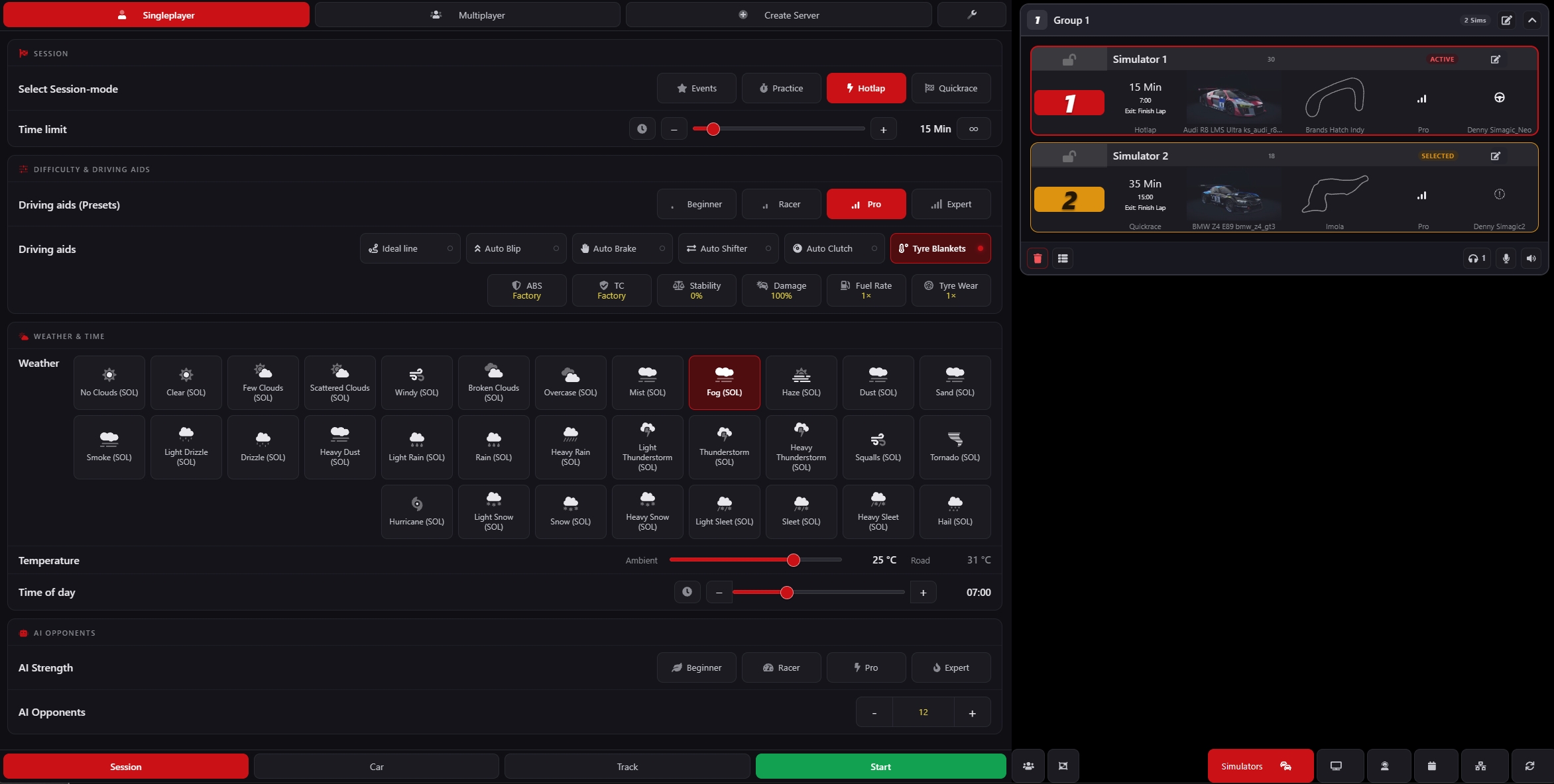 SD Management – Screenshot: Command simulators singleplayer